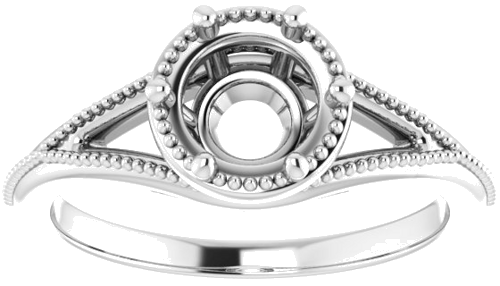 14K White 6.5 mm Round Solitaire Engagement Ring Mounting (3)