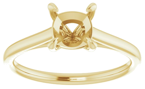 14K Yellow  6 mm Cushion Solitaire Engagement Ring Mounting (3)