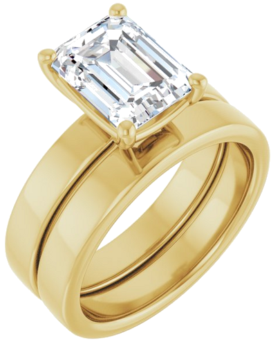 Sužadėtuvių Žiedas „Solitaire“ 585 Geltonojo Aukso Emerald 9mm x 7mm (6)