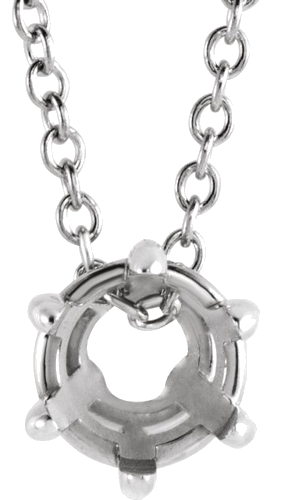 14K White 4.5 mm Round Solitaire 16-18  Necklace Mounting (1)