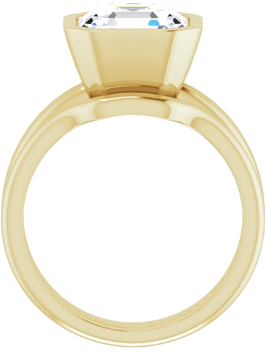 Sužadėtuvių Žiedas „Bezel-Set Solitaire“ 750 Geltonojo Aukso Asscher 9mm (7)