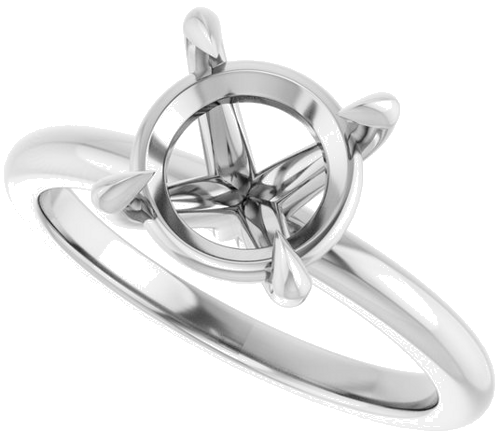 14K White 8.8 mm Round Solitaire Engagement Ring Mounting (5)