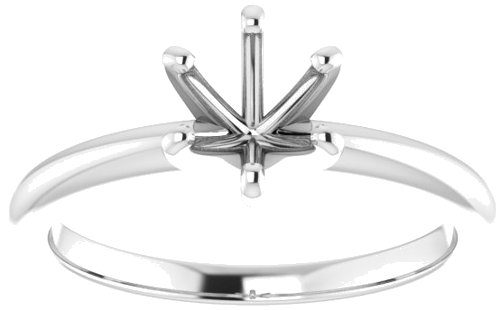 14K White 6 mm Round Solitaire Engagement Ring Mounting (3)
