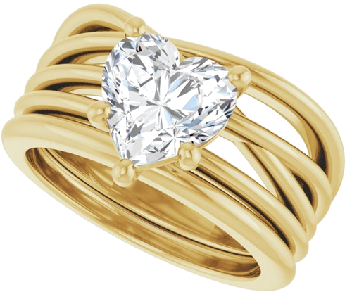 14K Yellow 8x8 mm Heart Solitaire Engagement Ring Mounting (10)