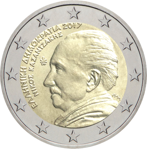2017 Греция Никос Казандзакис монета 2 евро (1)
