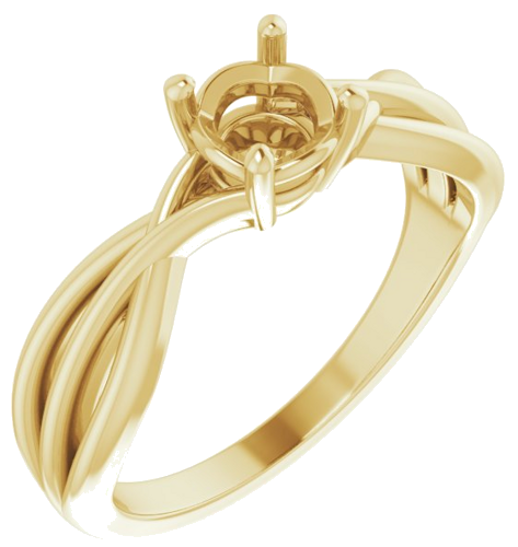 14K Yellow 5.2 mm Round Solitaire Engagement Ring Mounting (1)