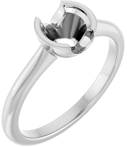 14K White 6 mm Round Solitaire Engagement Ring Mounting (1)