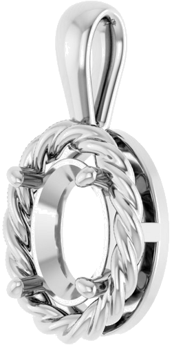 14K White  8x6 mm Oval Pendant Mounting (2)