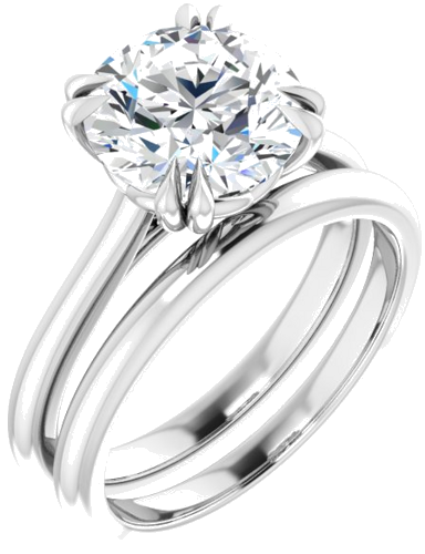 14K White 9 mm Round Solitaire Engagement Ring Mounting (6)