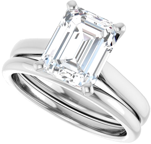 Platinum 9x7 mm Emerald Engagement Ring Mounting (10)