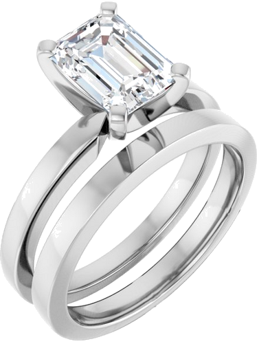 14K White 8x6 mm Emerald Solitaire Engagement Ring Mounting (6)