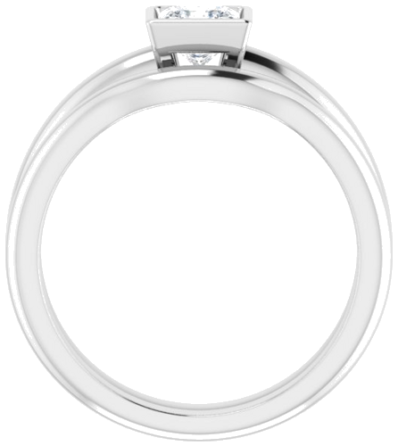 Sužadėtuvių Žiedas „Bezel-Set Solitaire“ 585 Baltojo Aukso Square 4.5mm (7)