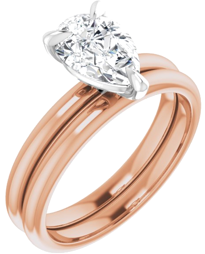 14K Rose White 9 x 6 mm Pear Engagement Ring Mounting (6)