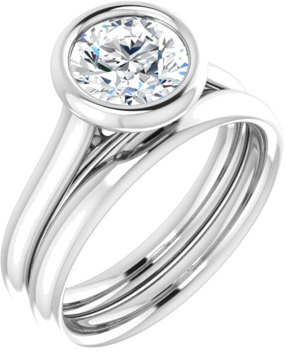 Sužadėtuvių Žiedas „Bezel-Set Solitaire“ 585 Baltojo Aukso Round 7mm (6)