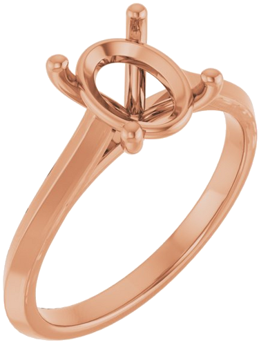 14K Rose 9x7 mm Oval Solitaire Engagement Ring Mounting (1)