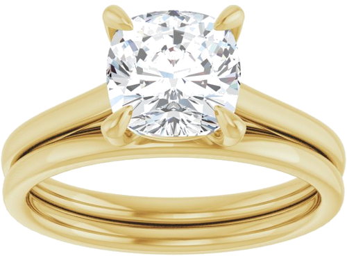 14K Yellow  7 mm Cushion Solitaire Engagement Ring Mounting (8)