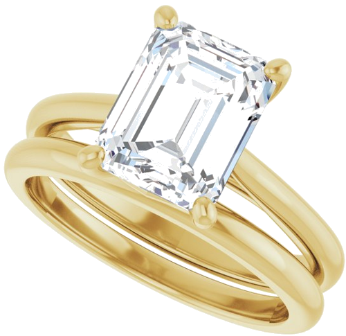 14K Yellow 9x7 mm Emerald Solitaire Engagement Ring Mounting (10)