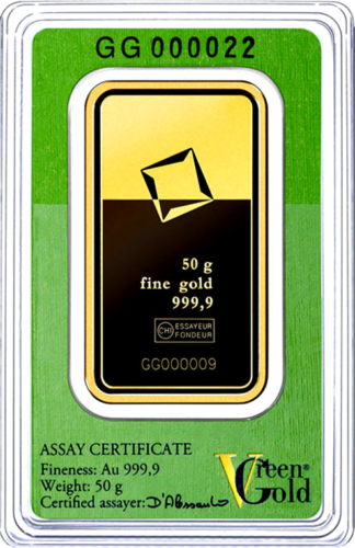50 г Инвестиционный золотой слиток Green Gold Valcambi (3)
