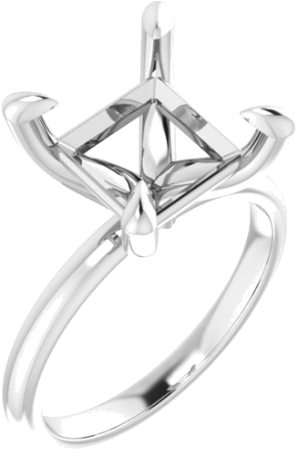 14K White  9x9 mm Square Solitaire Engagement Ring Mounting (1)