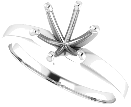 14K White 6.6-7.2 mm Round 6-Prong Solitaire Engagement Ring Mounting (5)