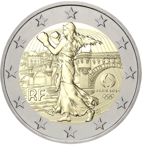 2023 Франция 2 евро BU монета Олимпийские игры Париж 2024 (2)