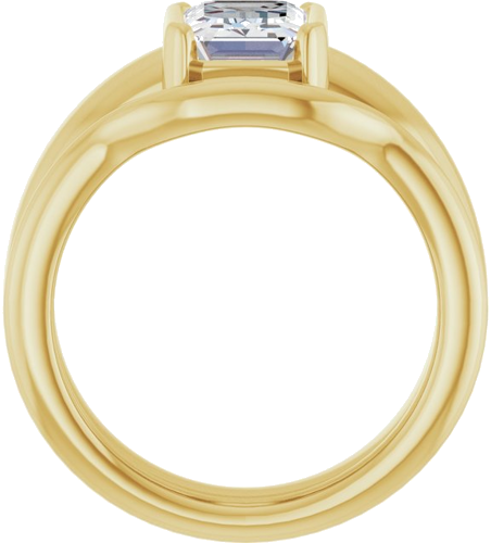 Sužadėtuvių Žiedas „Half Bezel Solitaire“ 585 Geltonojo Aukso Emerald 8mm x 6mm (7)