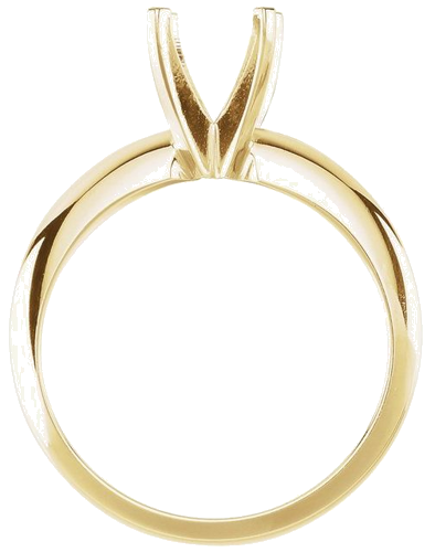 14K Yellow 7.3-7.7 mm Round 4-Prong Heavy Solitaire Ring Mounting (2)