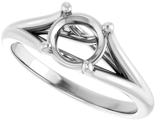 14K White 6.5 mm Round Solitaire Engagement Ring Mounting (5)