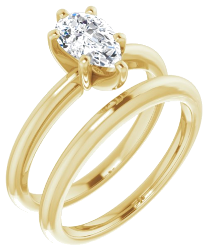 Sužadėtuvių Žiedas „Solitaire“ 585 Geltonojo Aukso Pear Shape 8mm x 5mm (6)