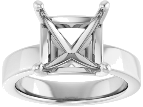 14K White 10 mm Asscher Solitaire Engagement Ring Mounting (3)
