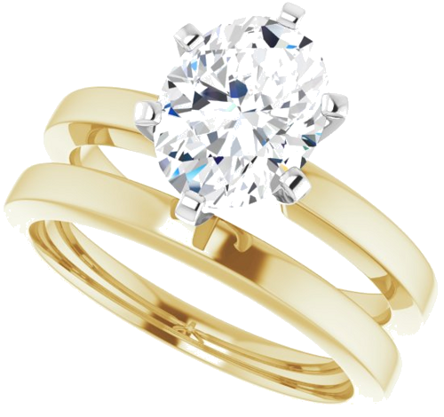 14K Yellow White 9x7 mm Oval Solitaire Engagement Ring Mounting (10)