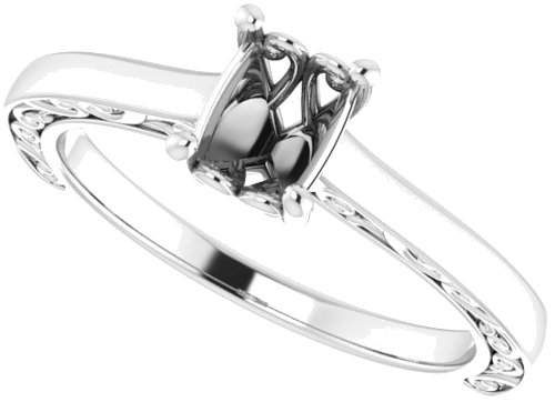 10K White  7x5 mm Oval Solitaire Engagement Ring Mounting (5)