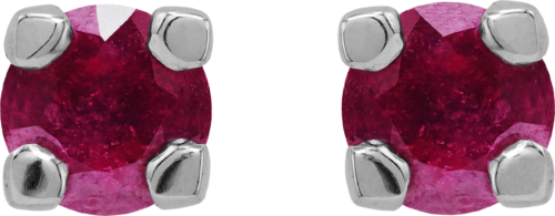 White gold earrings inlaid with corundum rubies (2)