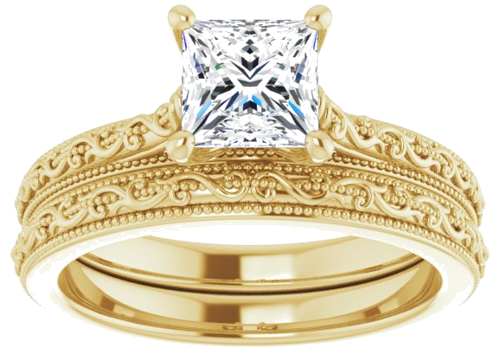 Sužadėtuvių Žiedas „Solitaire Sculptural“ 14k yellow gold Square 5.5mm (8)