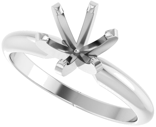 14K White 6-6.6 mm Round Heavy 6-Prong Engagement Ring Mounting (5)