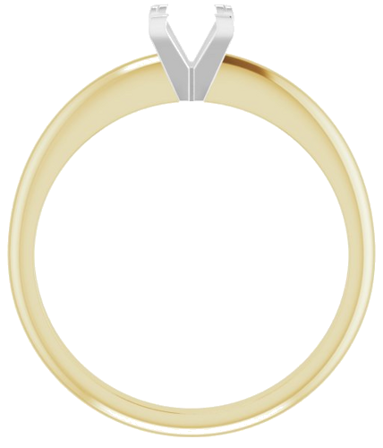 14K Yellow White 4.5 mm Square V-End 4-Prong Engagement Ring Mounting (2)