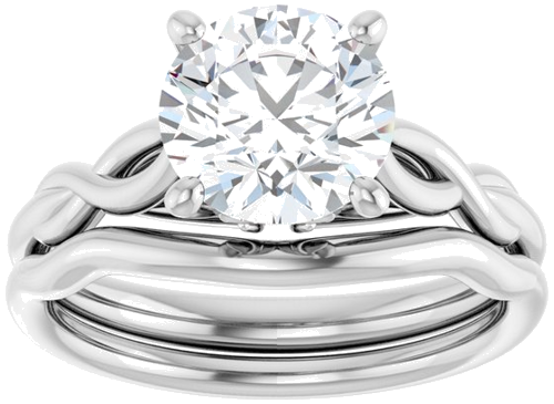 14K White  8 mm Round Solitaire Engagement Ring Mounting (8)