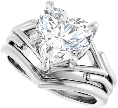 14K White 9x9 mm Heart Solitaire Engagement Ring Mounting (10)