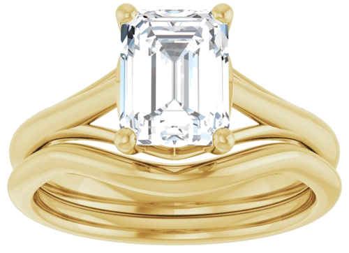 14K Yellow 8x6 mm Emerald Solitaire Engagement Ring Mounting (8)