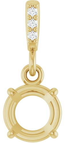 14K Yellow 6 mm Round .01 Natural Diamond Semi-Set Pendant (1)