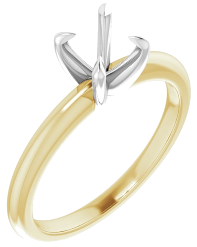14K Yellow White 6 mm Round Solitaire Engagement Ring Mounting (1)