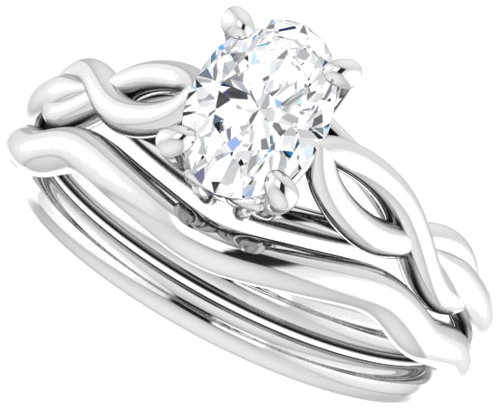 Sužadėtuvių Žiedas „Solitaire“ 585 Baltojo Aukso Oval 7mm x 5mm (10)