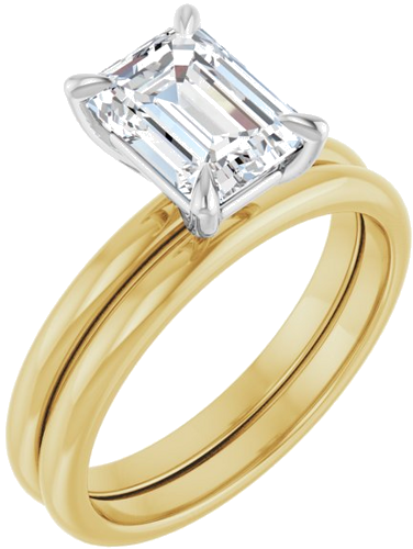 18K Yellow White 8 x 6 mm Emerald Engagement Ring Mounting (6)