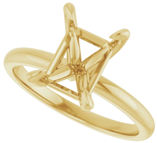 14K Yellow  9x7 mm Emerald Solitaire Engagement Ring Mounting (5)