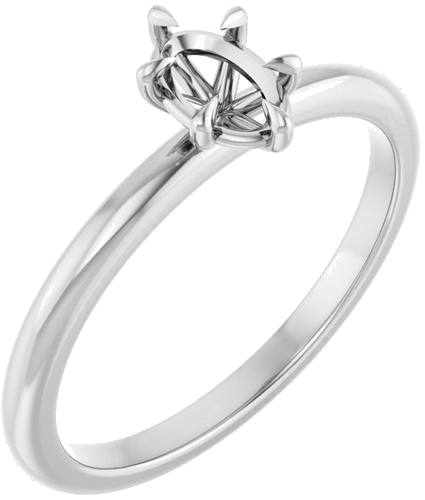 Sužadėtuvių Žiedas „Solitaire“ 585 Baltojo Aukso Oval 6mm x 4mm (1)