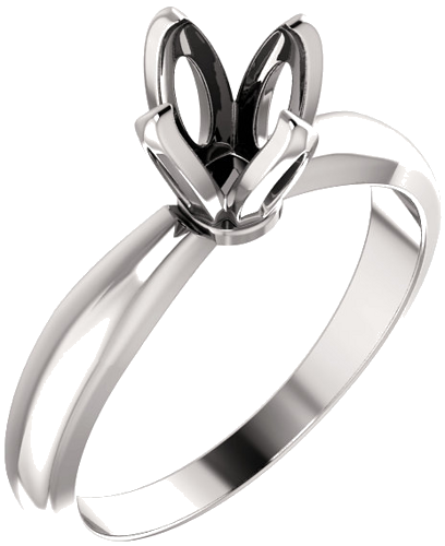 14K White 6.3-6.6 mm Round 4-Prong Tulipset® Solitaire Engagement Ring Mounting (1)