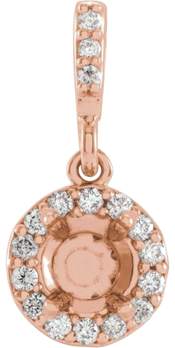 14K Rose 4.5 mm Round .07 CTW Natural Diamond Semi-Set Pendant (1)