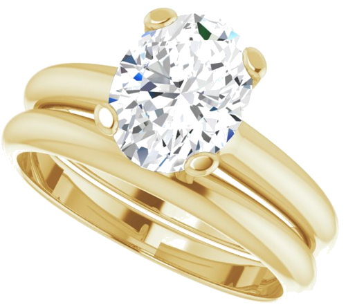 Sužadėtuvių Žiedas „Solitaire“ 585 Geltonojo Aukso Oval 9mm x 7mm (10)