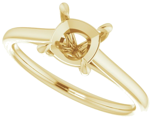 14K Yellow  6 mm Cushion Solitaire Engagement Ring Mounting (5)