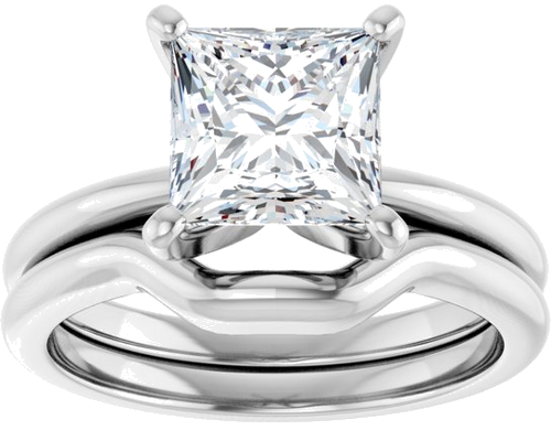 Sužadėtuvių Žiedas „Solitaire“ 585 Baltojo Aukso Square 7mm (8)